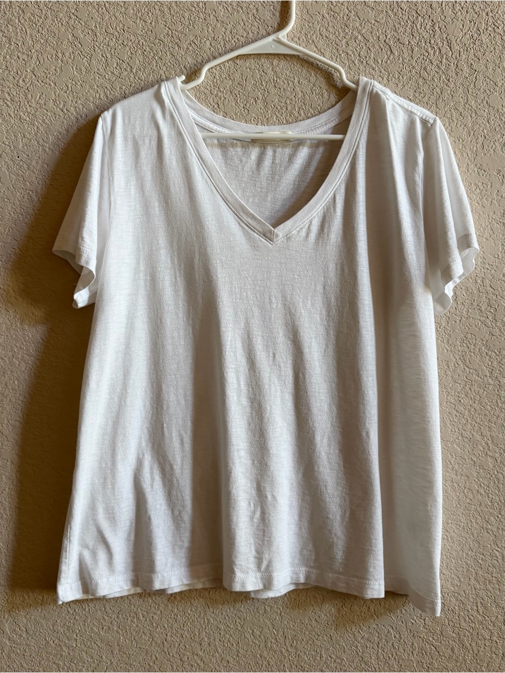 Marine Layer White Supima Cotton Modal Sz L T-Shirt Women Soft Basic Tee v-neck